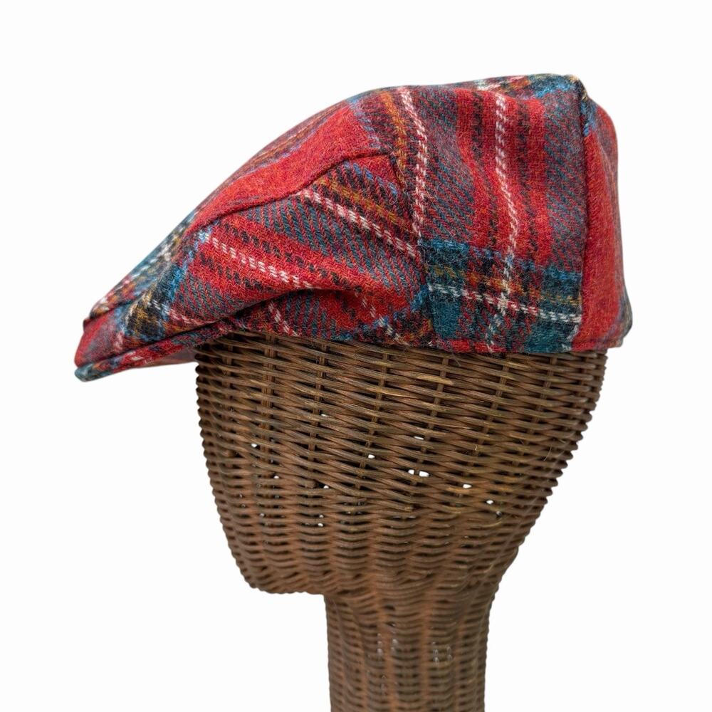 Glen Appin Red Wool Tweed Newsboy Flat Cap, Large